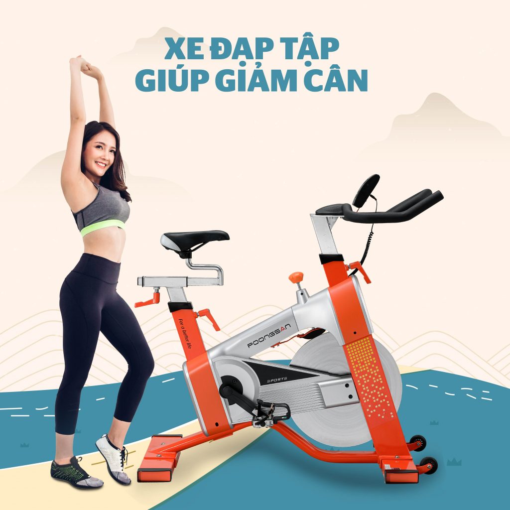 giảm cân cùng máy đạp tập