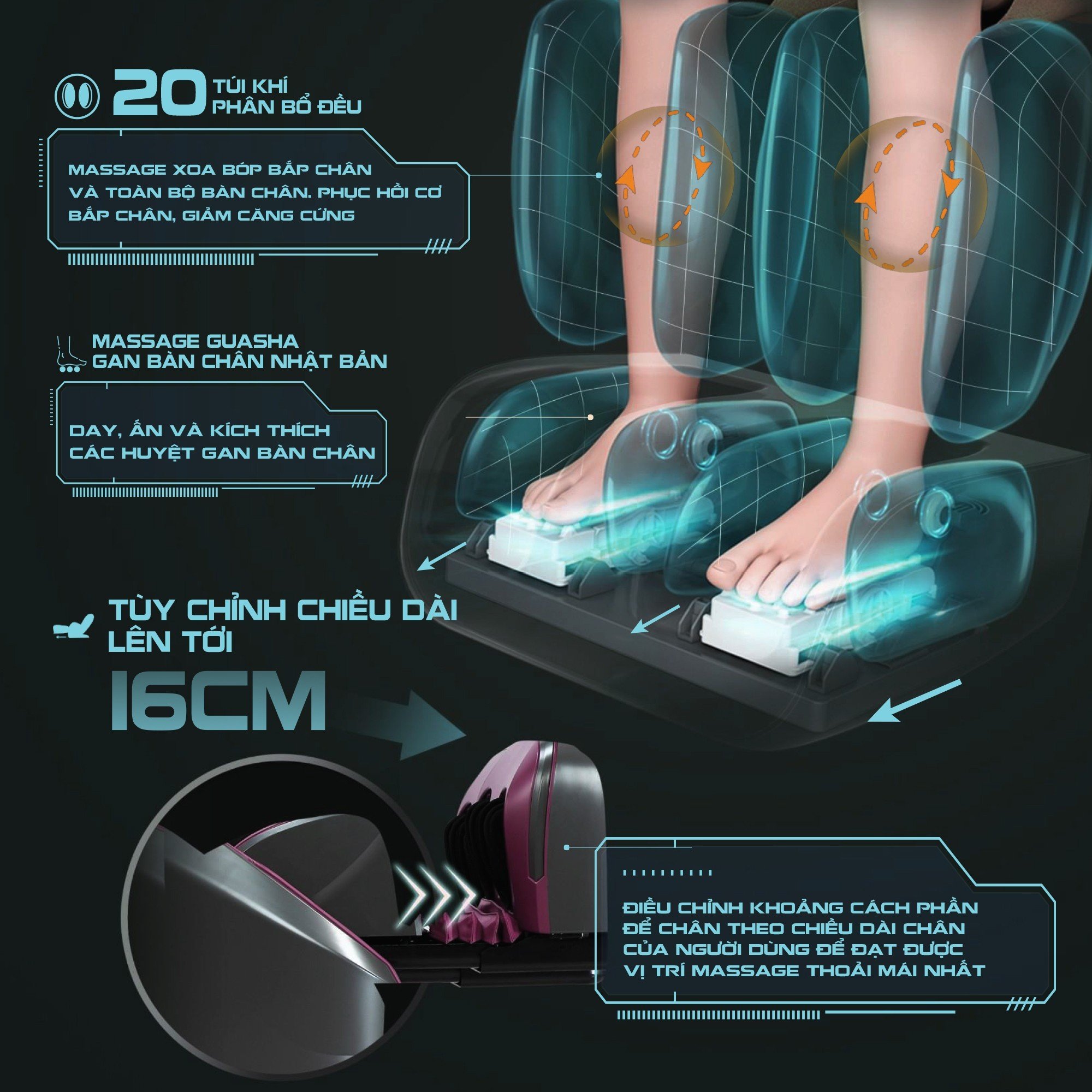 Tính năng massage chân chuyên sâu trên ghế massage Boss MCB - 903