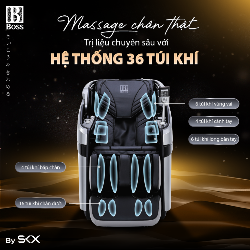 Massage chân thật trị liệu chuyên sâu của hệ thống 36 túi khí