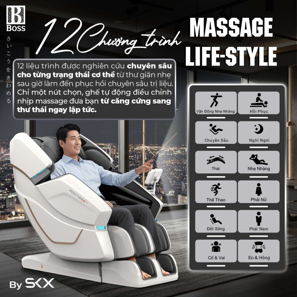 12 chương trình massage Life-Style - Chọn phác đồ - Dứt điểm mệt mỏi